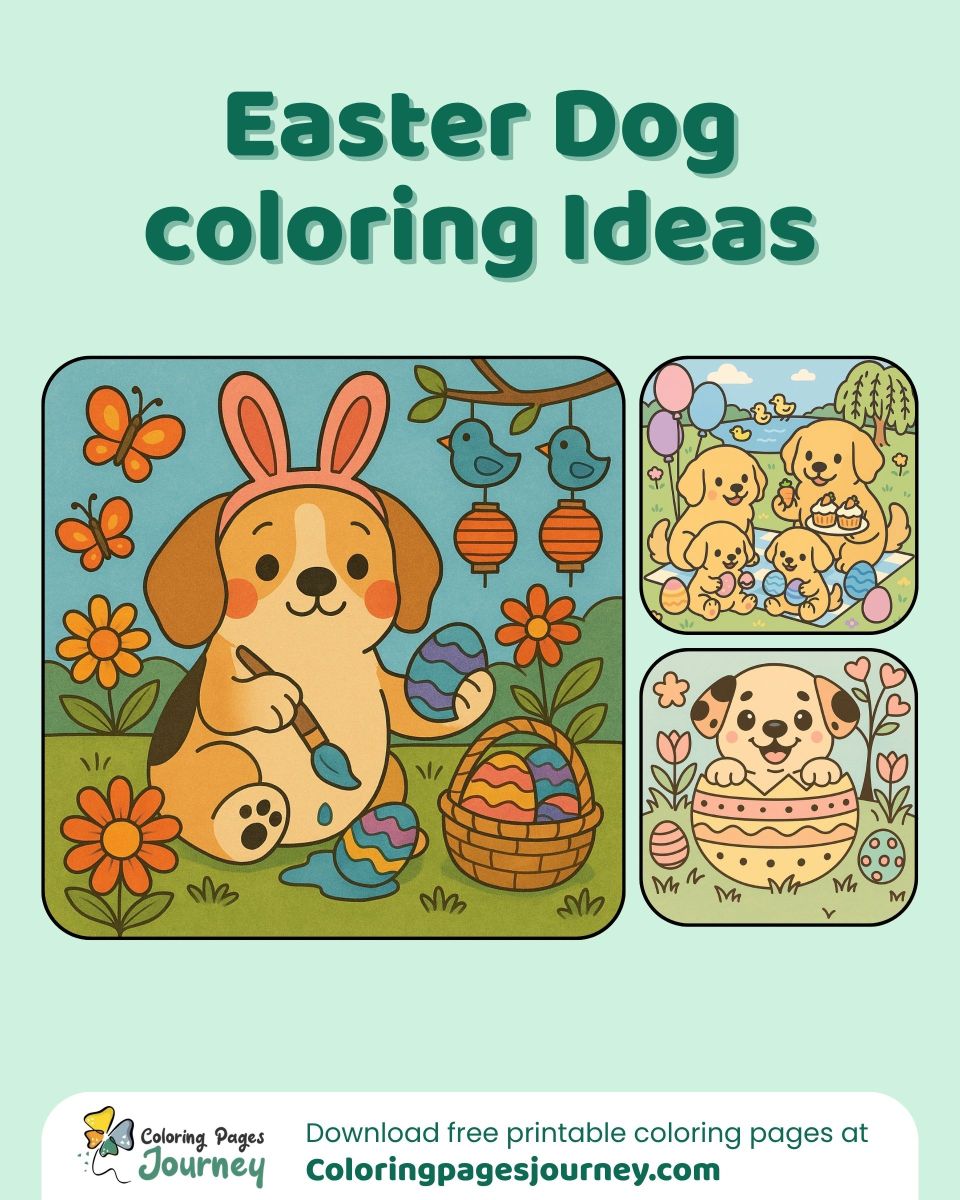 An Easter dog coloring page set full of spring fun An Easter dog coloring page bundle with colorful ideas