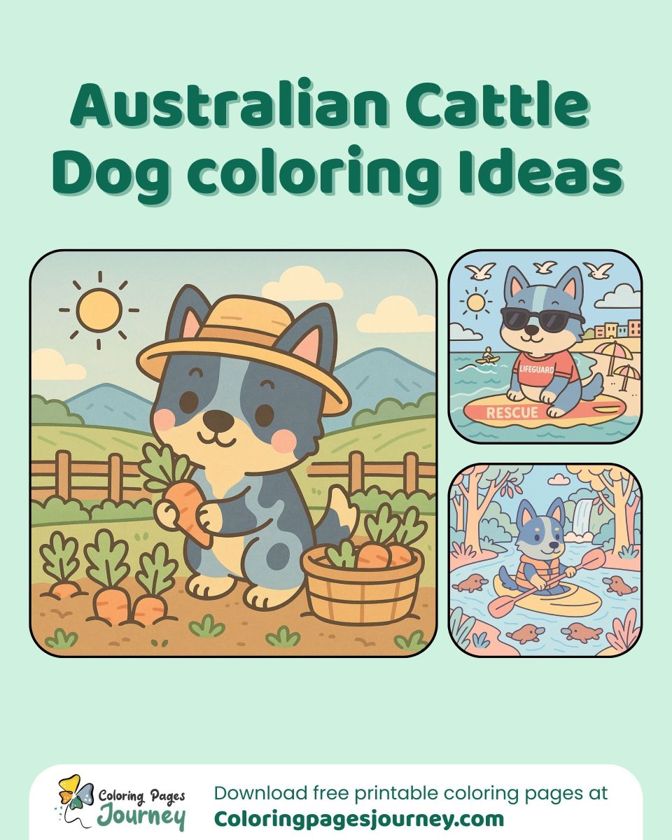 Australian Cattle Dog coloring ideas for fun coloring A collection of Australian Cattle coloring pages with excellent adventures