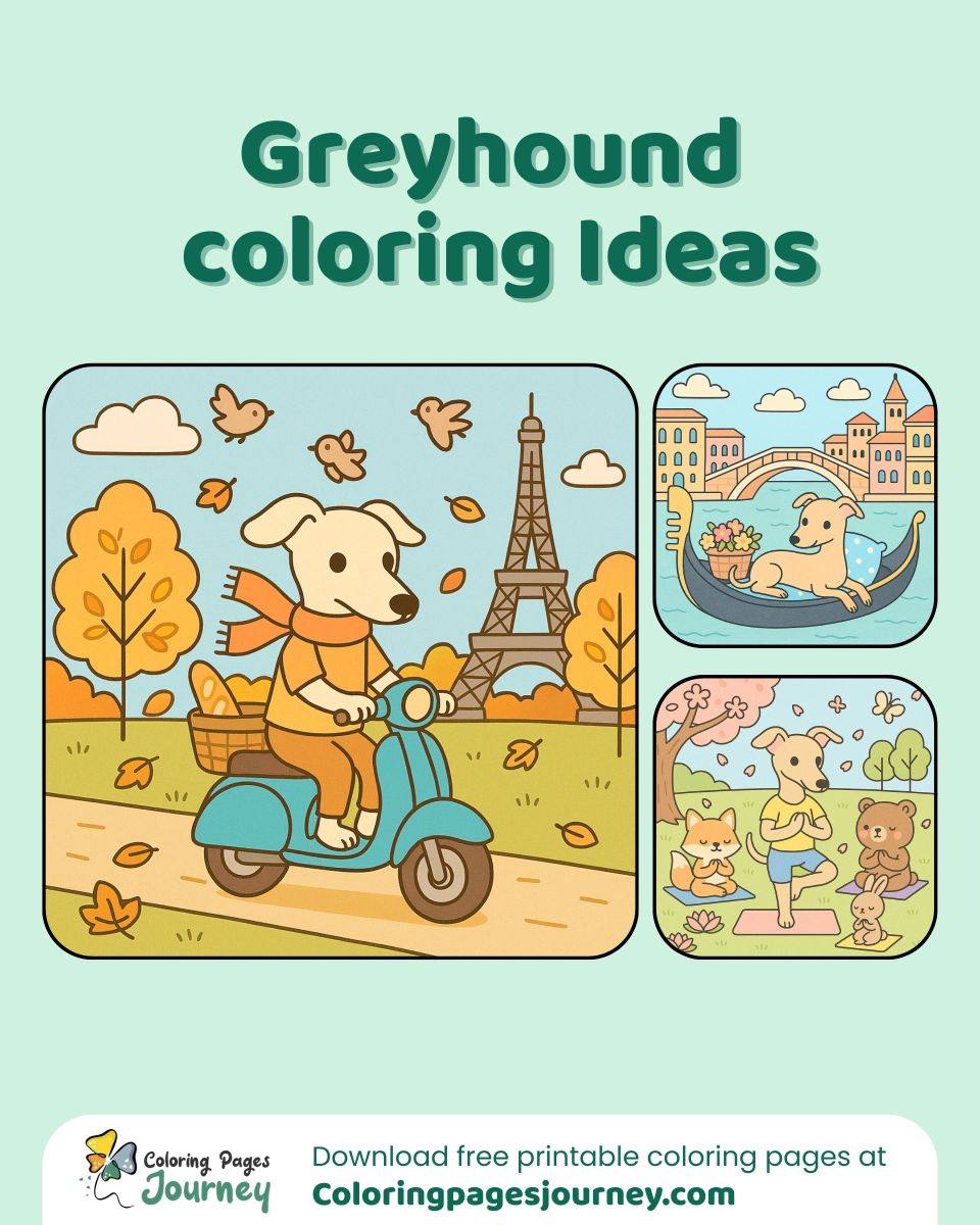 Charming Greyhound coloring ideas for creative fun Inspiring Greyhound coloring pages with fun illustrations