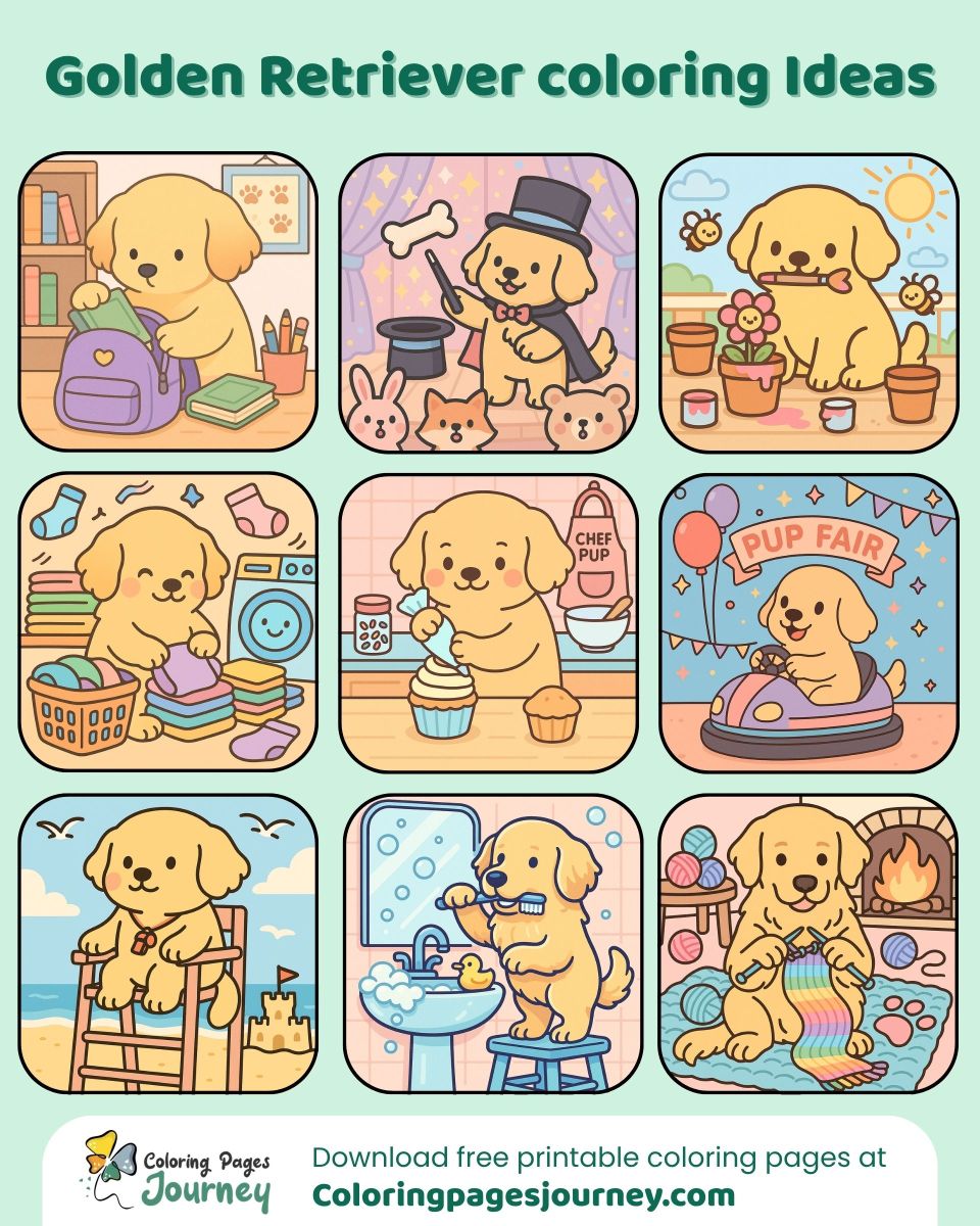 Golden Retriever coloring ideas full of fun and color joy Golden Retriever coloring ideas with cute activities