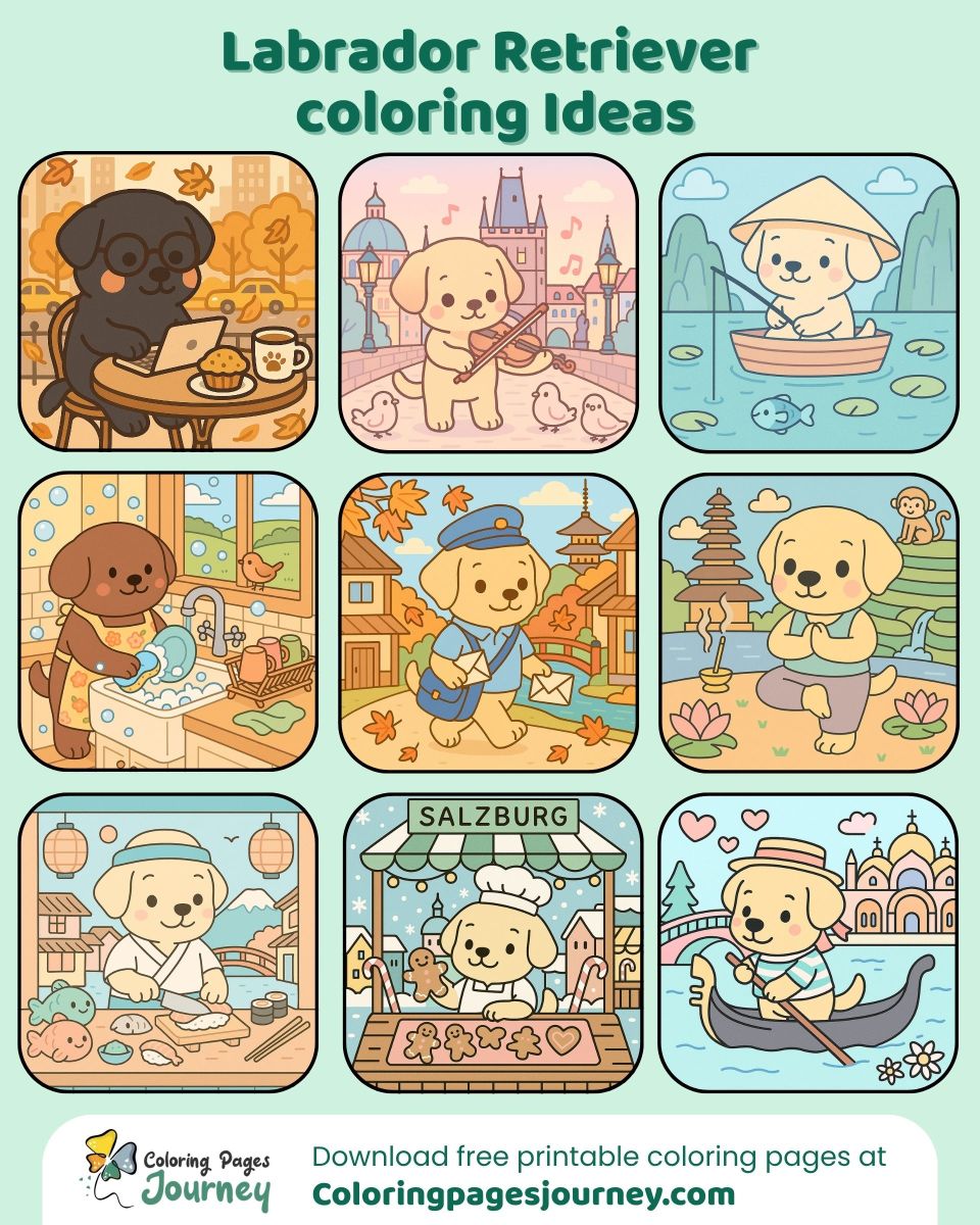 Labrador Retriever coloring ideas with daily adventures Labrador Retriever coloring ideas to inspire your creativity