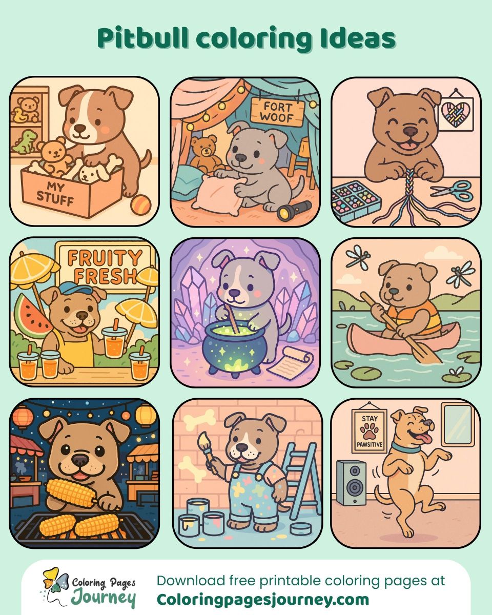 Pitbull coloring ideas for playful and cozy adventures Pitbull coloring ideas in fun and magical moments