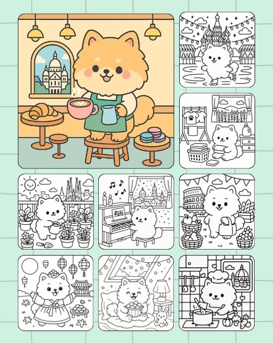 Pomeranian Coloring Pages, Coloring Fun For Kids And Adults