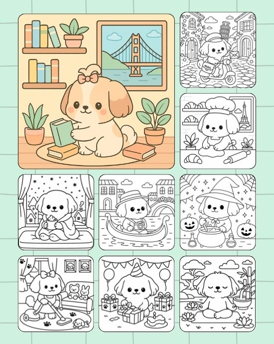 Shih Tzu Coloring Pages, Spark Joy In Every Stroke