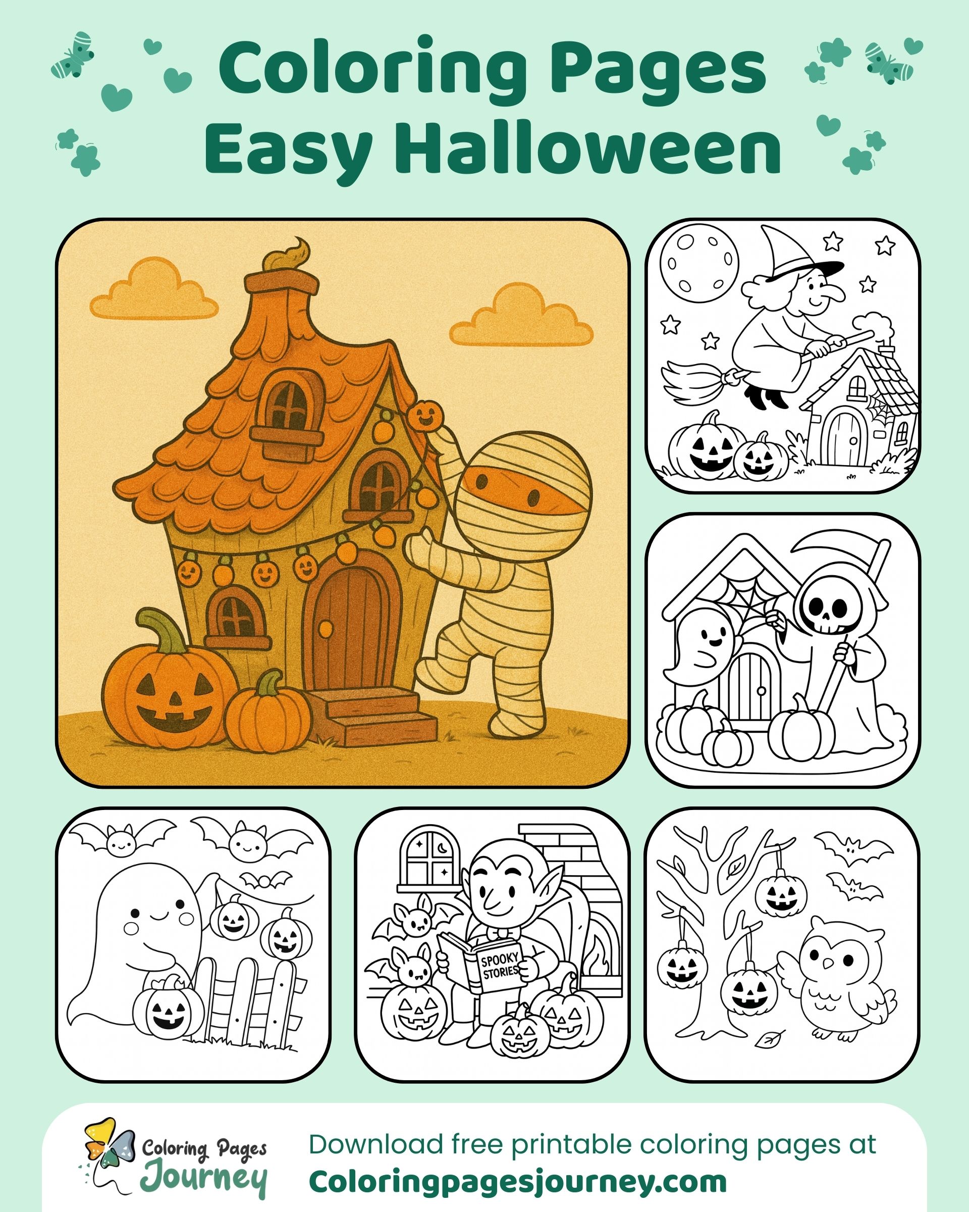 Relaxing Halloween coloring pictures for warm fall evenings
