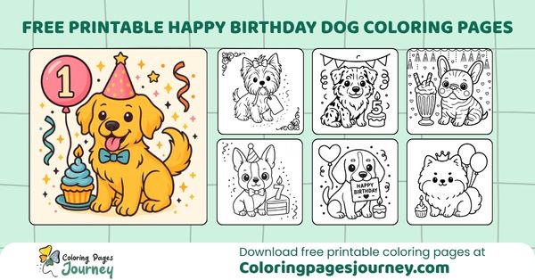 Happy Birthday Dog Coloring Pages - 15+ Free Printable PDF Sheets
